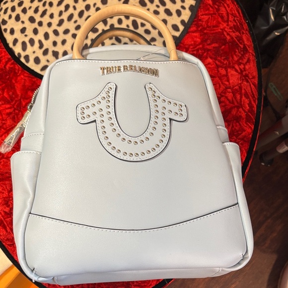 True Religion Blue Backpack with Studded Emblem - Picture 6 of 7